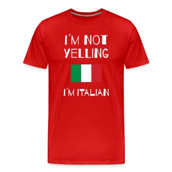 Ich schreie nicht, ich bin Italiener - Lustig - Männer Premium Bio T-Shirt - Rot - Vorne - Damien (186cm)