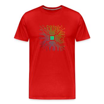 Coloré Ordinateur Circuit Imprimé Board Tech Électronique - T-shirt bio Premium Homme - rouge - Devant - Damien (186cm)