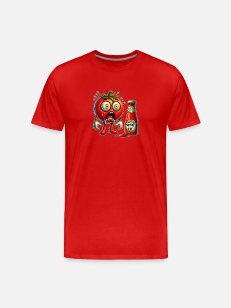 Funny tomato and ketchup design - Men's Premium Organic T-Shirt - red