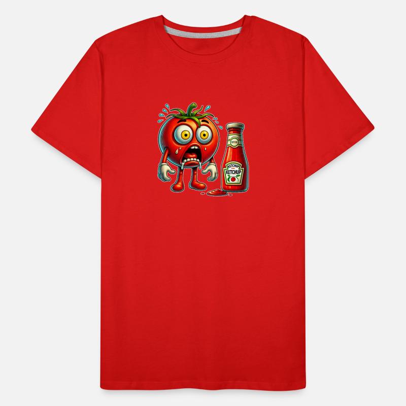 Motif amusant de tomates et de ketchup T-shirt bio Premium Homme