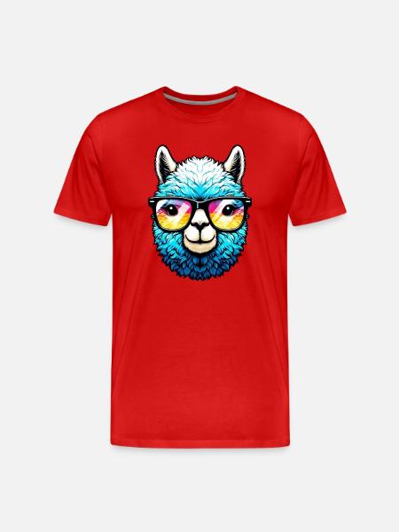 Alpaca with Sunglasses - Men's Premium Organic T-Shirt - red