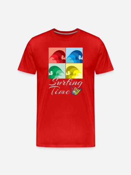 Surfing, Surfing, Surfing Time - Men's Premium Organic T-Shirt - red