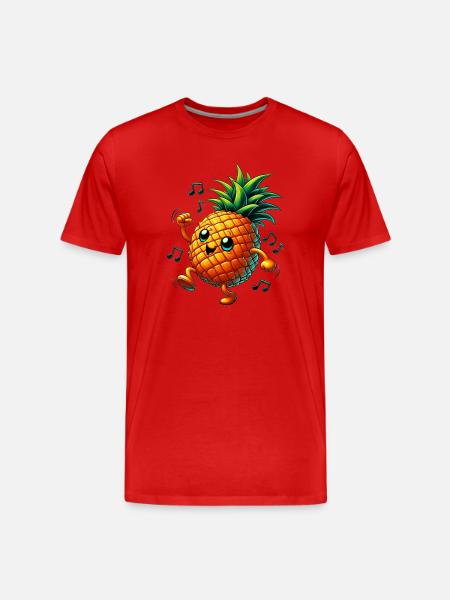 Pineapple Dances Music - Men's Premium Organic T-Shirt - red