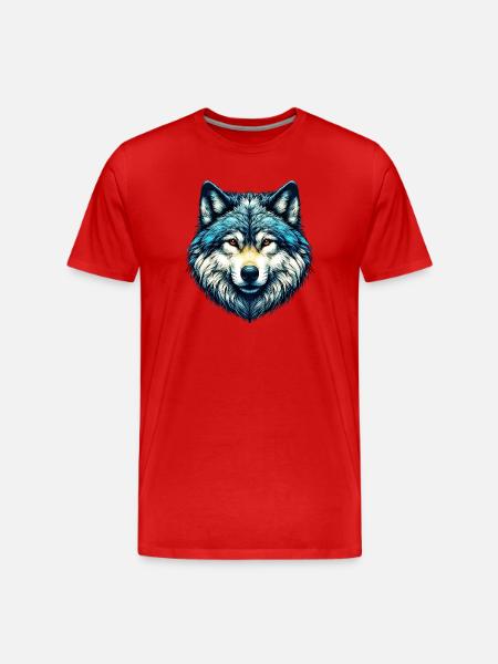 Wolf - Männer Premium Bio T-Shirt - Rot