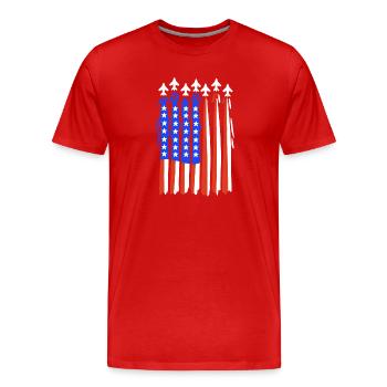 Amerikanische Flagge Kampfjet - Männer Premium Bio T-Shirt - Rot - Vorne - Damien (186cm)