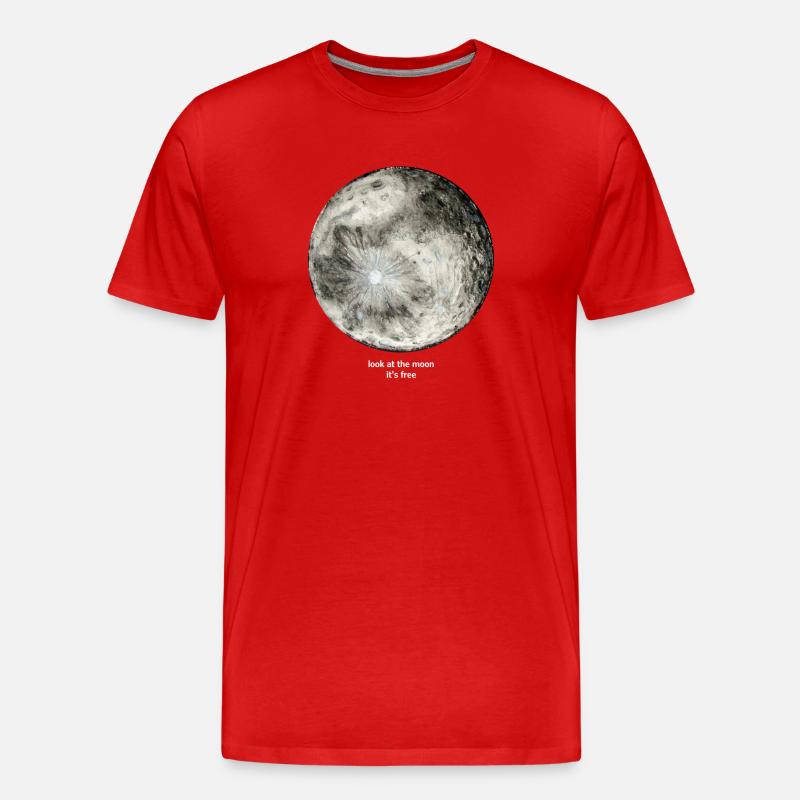 regarde la lune, c'est gratuit (lettres blanches) - T-shirt bio Premium Homme - rouge