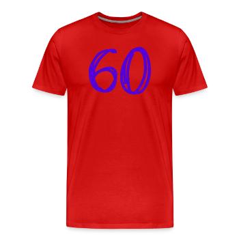 60. 60 JAHRE. 60-JÄHRIGES JUBILÄUM. 60. GEBURTSTAG. - Männer Premium Bio T-Shirt - Rot - Vorne - Damien (186cm)