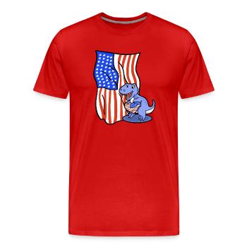 Dinosaurier T-Rex 4. Juli amerikanische Flagge - Männer Premium Bio T-Shirt - Rot - Vorne - Damien (186cm)