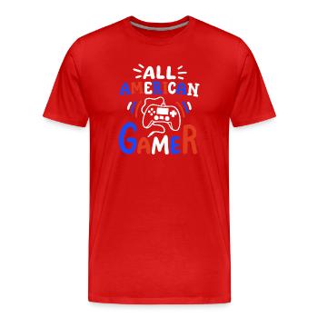 Amerikanischer Gamer 4. Juli - Männer Premium Bio T-Shirt - Rot - Vorne - Damien (186cm)