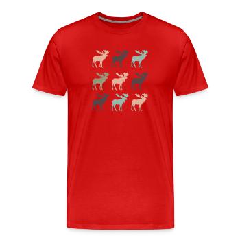 Elch - Männer Premium Bio T-Shirt - Rot - Vorne - Damien (186cm)