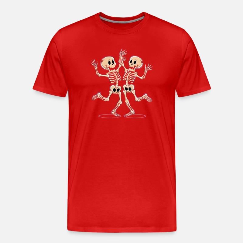 Cheerful Dance Skeleton Figures - Men's Premium Organic T-Shirt - red