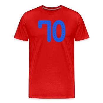 70. 70 ANS. 70e ANNIVERSAIRE. ANNIVERSAIRE 70 ANS. - T-shirt bio Premium Homme - rouge - Devant - Damien (186cm)