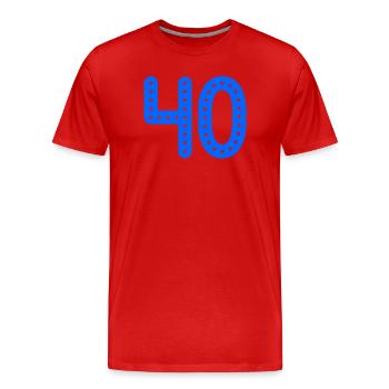 40. 40 ANS. 40e ANNIVERSAIRE. ANNIVERSAIRE 40 ANS. - T-shirt bio Premium Homme - rouge - Devant - Damien (186cm)