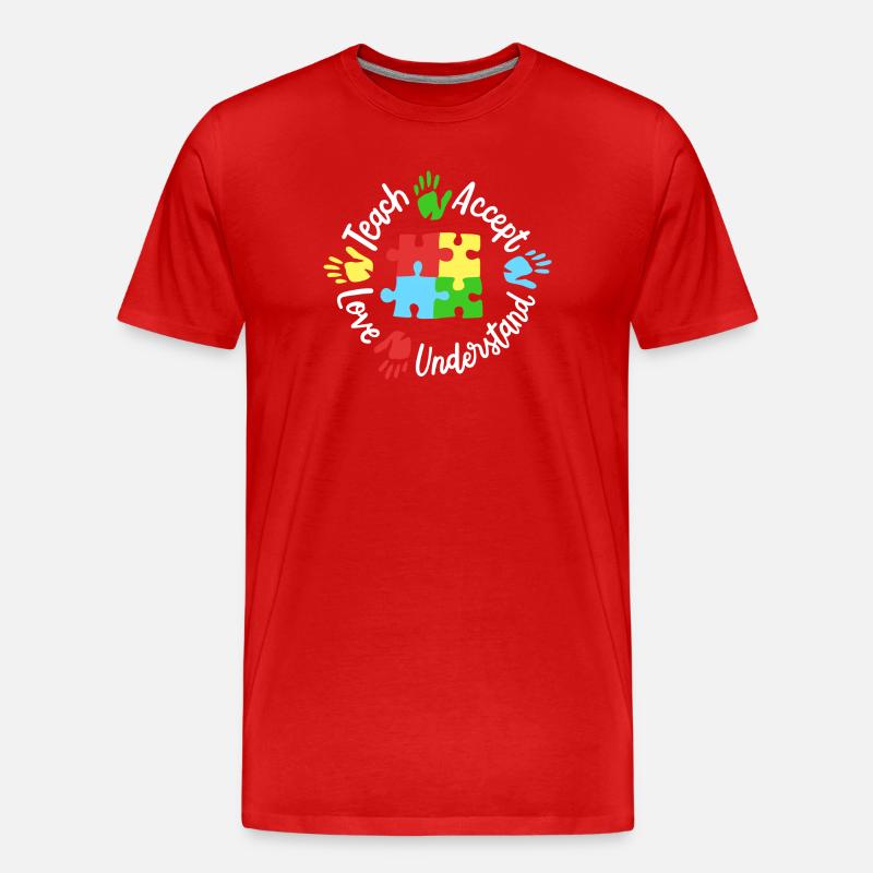 Autismus Bewusstsein Lehrer - Männer Premium Bio T-Shirt - Rot