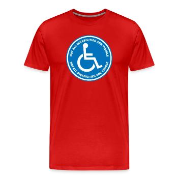 Nicht alle Behinderungen sind sichtbar - Männer Premium Bio T-Shirt - Rot - Vorne - Damien (186cm)