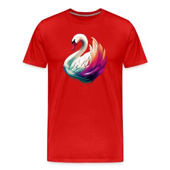 Cygne - T-shirt bio Premium Homme - rouge - Devant - Damien (186cm)