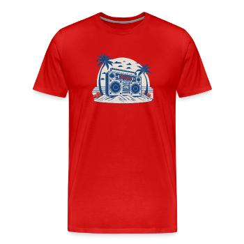 Vintage-Musik-Ghettoblaster - Männer Premium Bio T-Shirt - Rot - Vorne - Damien (186cm)