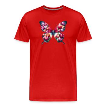 Tulipe papillon tulipes Hollande - T-shirt bio Premium Homme - rouge - Devant - Damien (186cm)