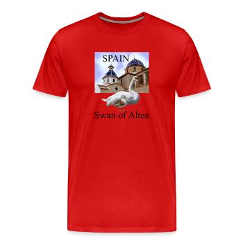 Cygnes ornés et architecture espagnole - T-shirt bio Premium Homme - rouge - Devant - Damien (186cm)