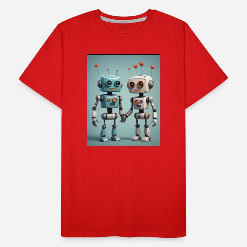 Roboter Pärchen Männer Premium Bio T-Shirt