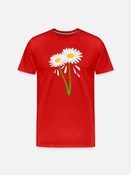 Decorative flower on green stem - Men's Premium Organic T-Shirt - red