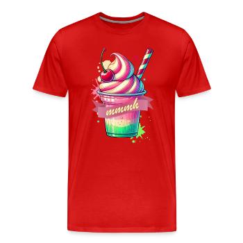 Verführerische Verlockung:bunter Milchshake - Männer Premium Bio T-Shirt - Rot - Vorne - Damien (186cm)