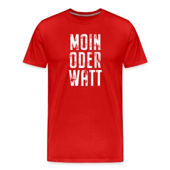 Moin ou Watt Ruhrgebiet Ruhrpott Hamburg Moin - T-shirt bio Premium Homme - rouge - Devant - Damien (186cm)