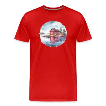 Swedish house Swedish house holiday gift - Men's Premium Organic T-Shirt - red - Front - Damien (186cm)
