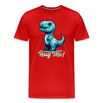 T-Rex Hug Me Cadeau Câlin - T-shirt bio Premium Homme - rouge - Devant - Damien (186cm)