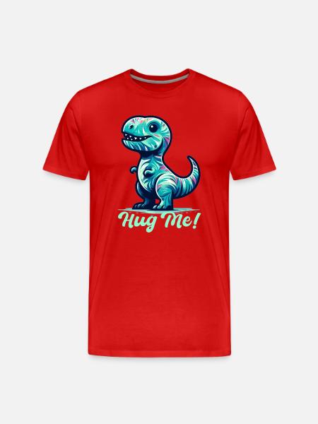T-Rex Hug Me Hug Gift - Men's Premium Organic T-Shirt - red