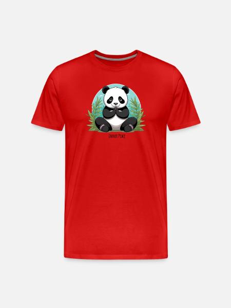 Inner Peace – Meditating Panda - Men's Premium Organic T-Shirt - red
