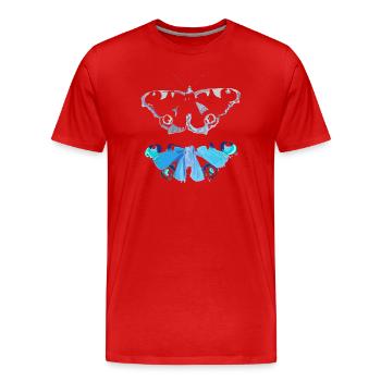 aus der Rolle fallen / fall out of character - Männer Premium Bio T-Shirt - Rot - Vorne - Damien (186cm)
