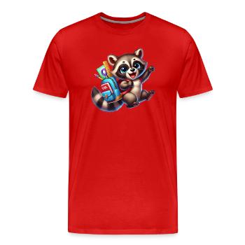 Start of school with raccoon: raccoon for school beginners - Men's Premium Organic T-Shirt - red - Front - Damien (186cm)