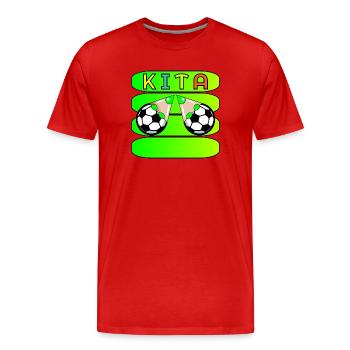 KITA FUßBALL NAMENSSCHILD - Männer Premium Bio T-Shirt - Rot - Vorne - Damien (186cm)