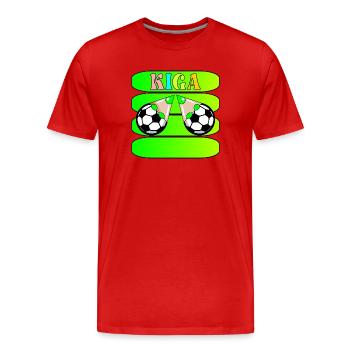 KINDERGARTENKINDER NAMENSSCHILD KIGA FUßBALL - Männer Premium Bio T-Shirt - Rot - Vorne - Damien (186cm)