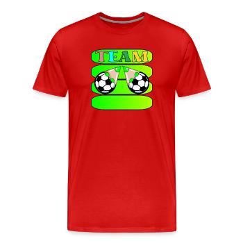 TEAM FOOTBALL TEAM NAME - Men's Premium Organic T-Shirt - red - Front - Damien (186cm)