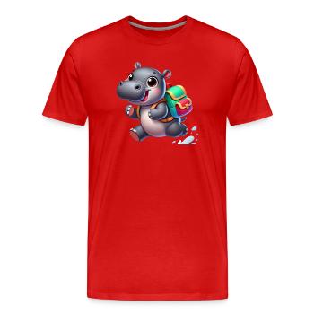 Start of school with hippopotamus:Hippopotamus for school beginners - Men's Premium Organic T-Shirt - red - Front - Damien (186cm)