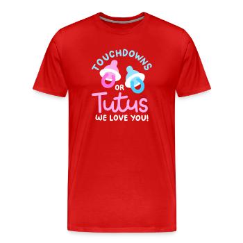 Touchdowns oder Tutus für Gender-Reveal-Partys - Männer Premium Bio T-Shirt - Rot - Vorne - Damien (186cm)