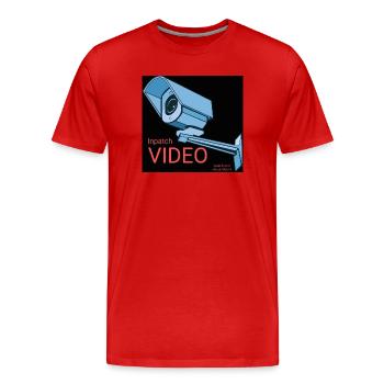 Video Surveillance Sticker - Men's Premium Organic T-Shirt - red - Front - Damien (186cm)