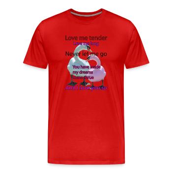 Cygnes : Aimez-moi tendrement - T-shirt bio Premium Homme - rouge - Devant - Damien (186cm)
