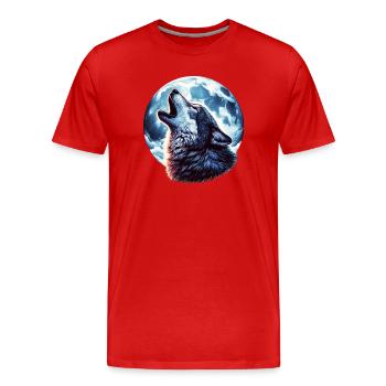 Le loup hurle à la pleine lune - T-shirt bio Premium Homme - rouge - Devant - Damien (186cm)