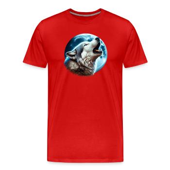 Le loup hurle à la pleine lune - T-shirt bio Premium Homme - rouge - Devant - Damien (186cm)