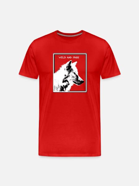Wolf - Männer Premium Bio T-Shirt - Rot