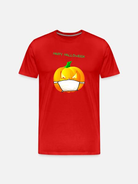 Pumpkin with face mask - Men's Premium Organic T-Shirt - red
