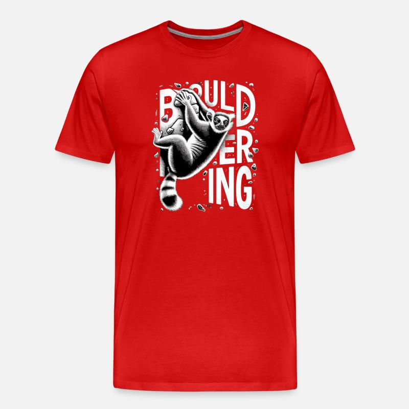 Bouldern Lemur Klettern Geschenk - Männer Premium Bio T-Shirt - Rot