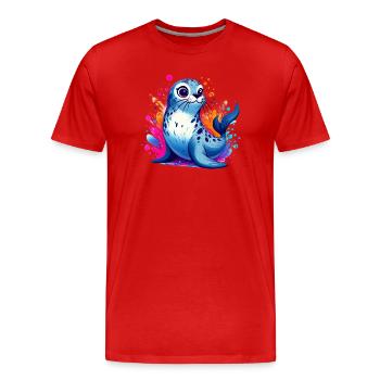 Phoque - T-shirt bio Premium Homme - rouge - Devant - Damien (186cm)