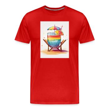 Rainbow Cocktail - Men's Premium Organic T-Shirt - red - Front - Damien (186cm)