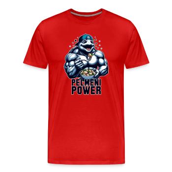 Pelmeni Power Schildkröte Geschenk - Männer Premium Bio T-Shirt - Rot - Vorne - Damien (186cm)