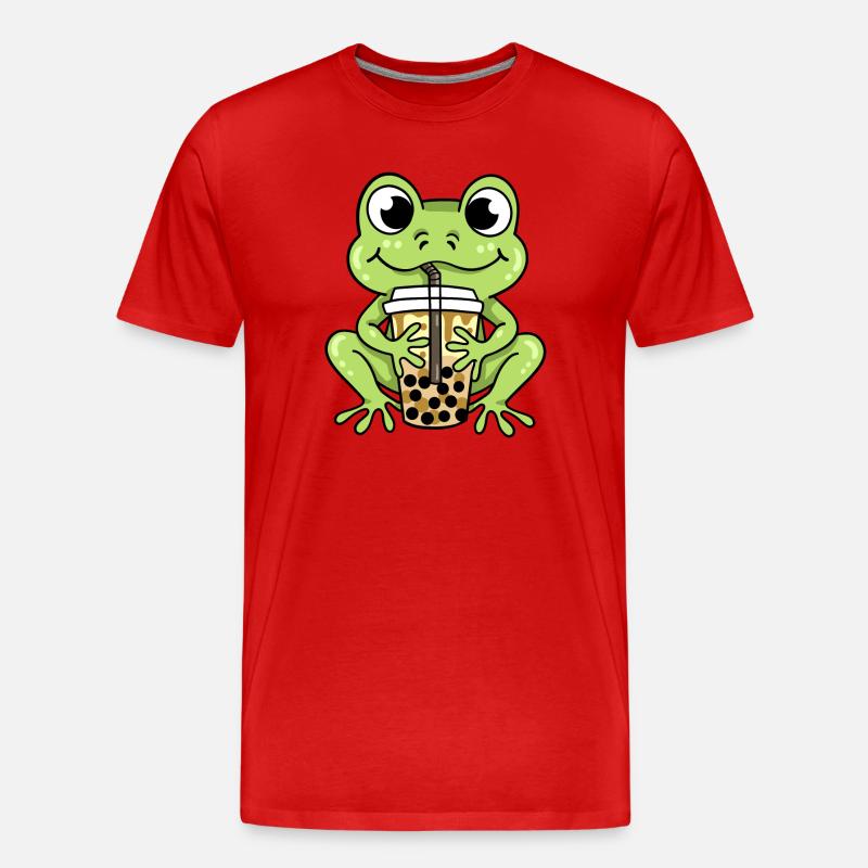 Frosch Bubble Tea - Männer Premium Bio T-Shirt - Rot