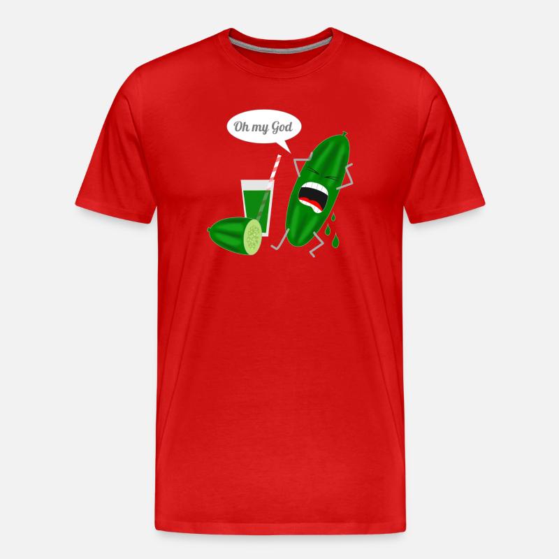 Humorvolles Gurkendesign mit Schrei - Männer Premium Bio T-Shirt - Rot